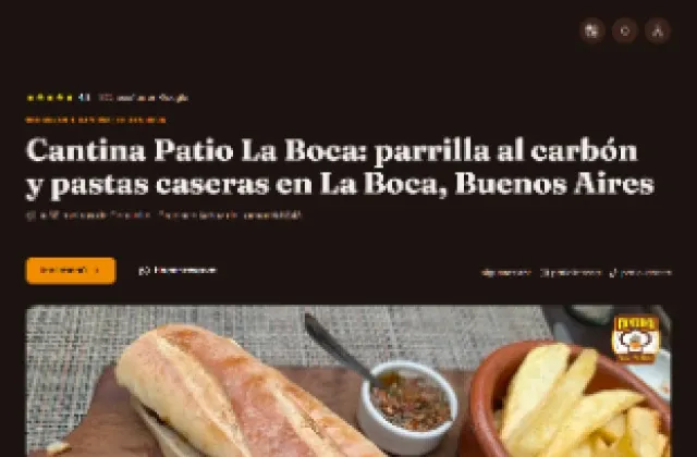 Captura de la interfaz del proyecto Plataforma web bilingüe de Patio La Boca Restaurant